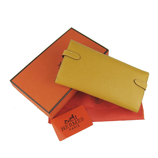 High Quality Hermes Kelly Long Clutch Bag Yellow H009 Replica